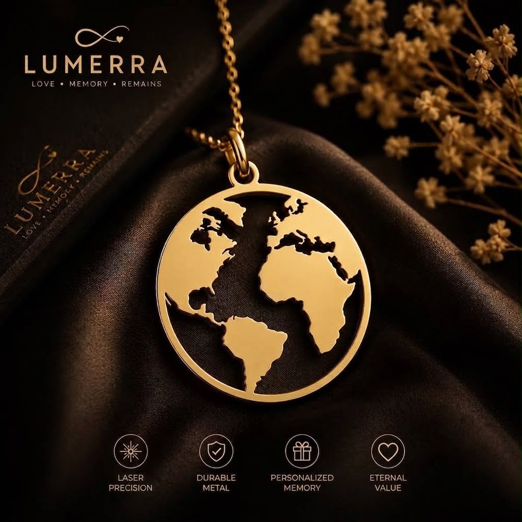 Personalized World Map Necklace – Custom Engraved Countries Pendant